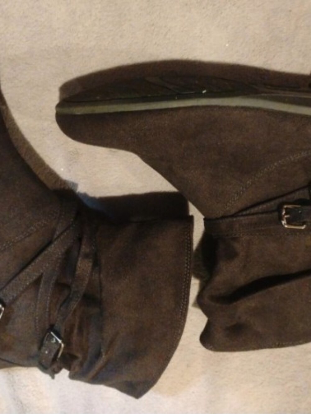 Lower East Side Black Faux Suede Slouch Ankle Boots - 6.5W - Buckle Detail